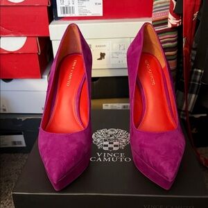Vince Camuto Fuchsia Suede Heels